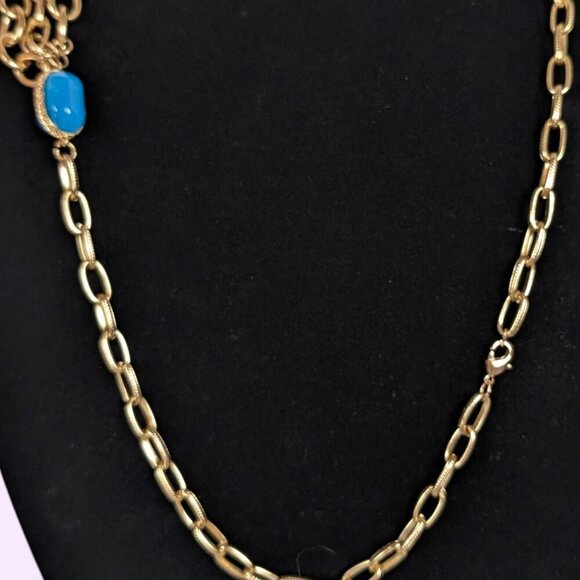 V. Gold Tone Chain Statement Necklace - Picture 4 of 5